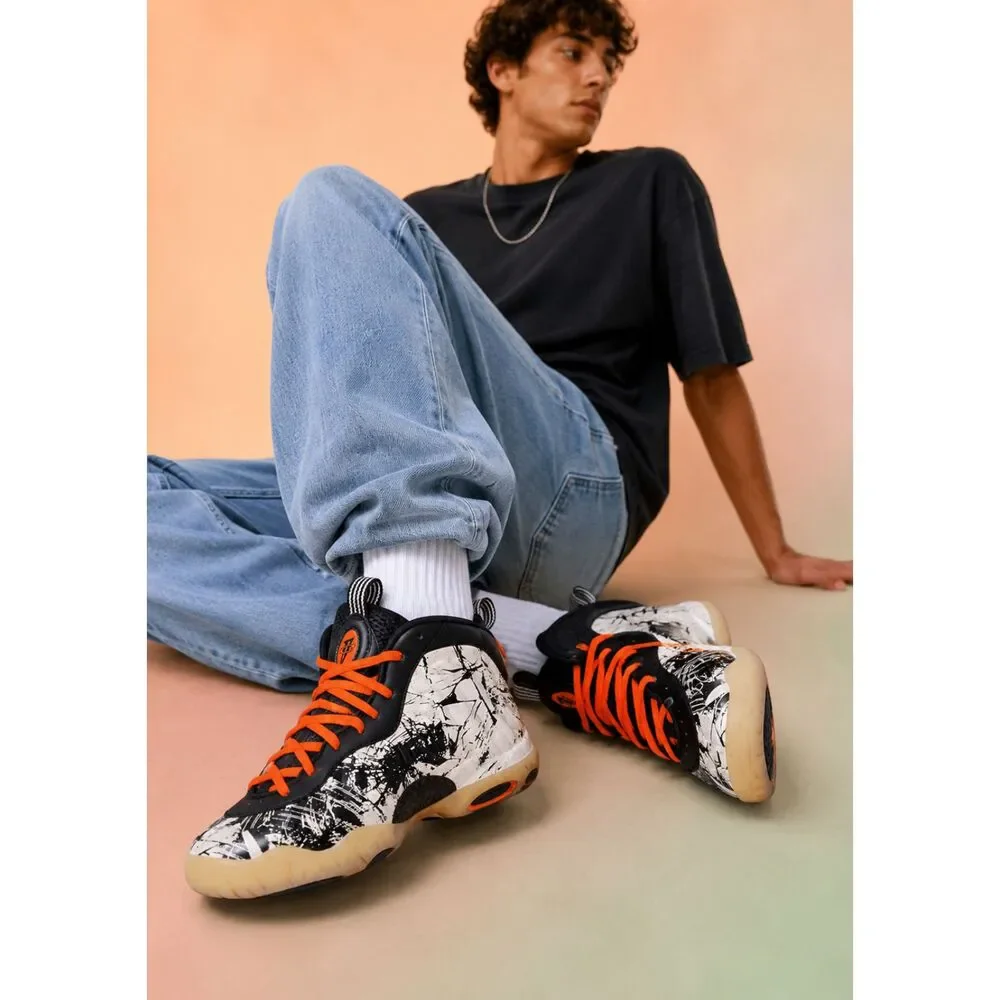 Nike Air Foamposite One GS Shattered Backboard Black Orange White Shoes Size 5Y